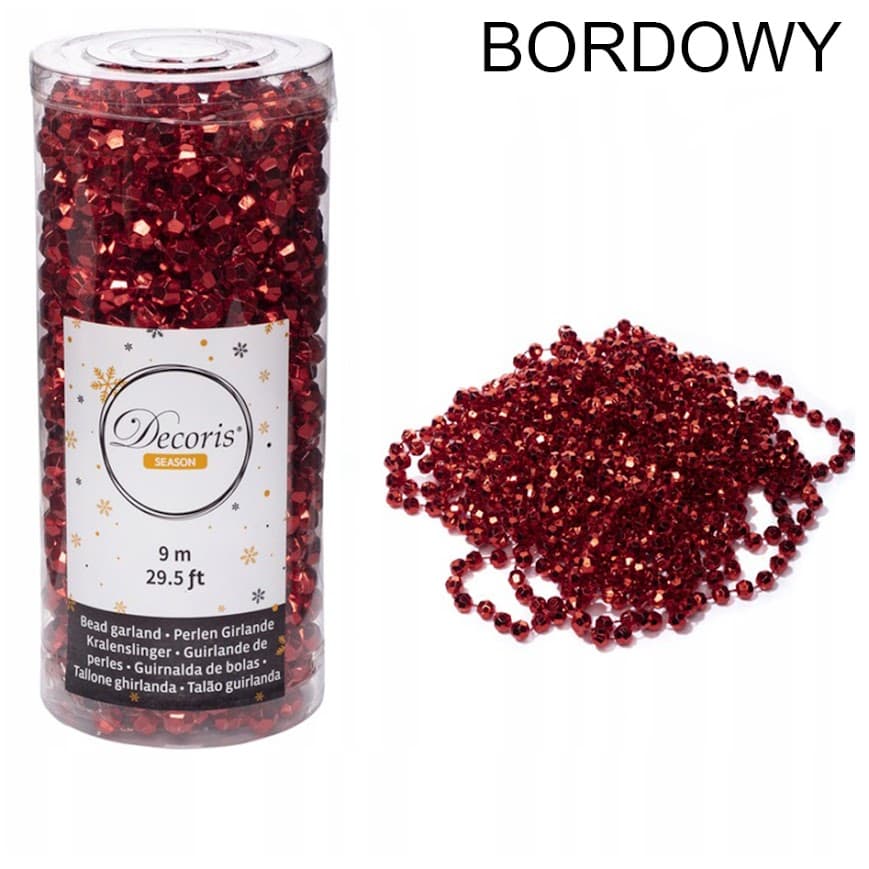 Łańcuch choinkowy z koralików kryształków 9 m
