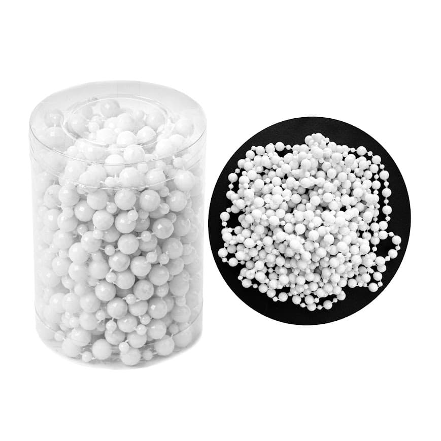 Korale choinkowe 9 m – Białe Dekoracyjne Kule