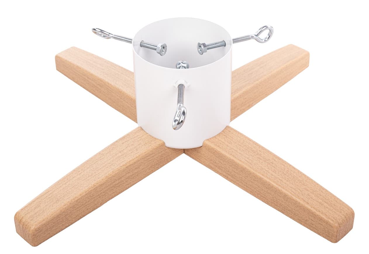 Stojak choinkowy — metal + drewno (4-ramienny)