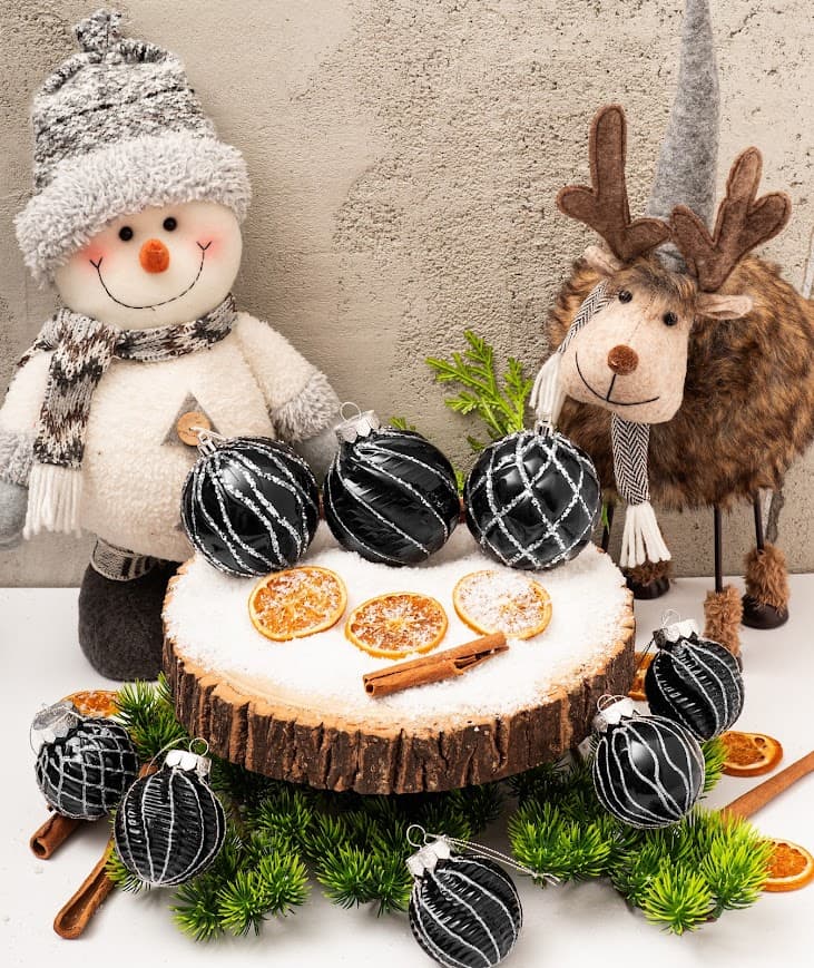 Zestaw Bombek Choinkowych 18 szt. – Classic Elegance Black