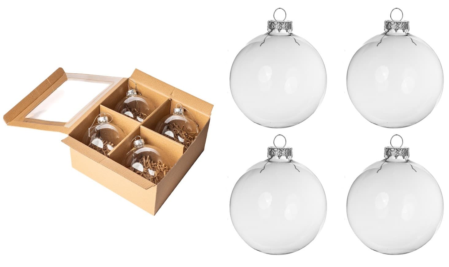 Zestaw 4 Bombek Szklanych 10 cm