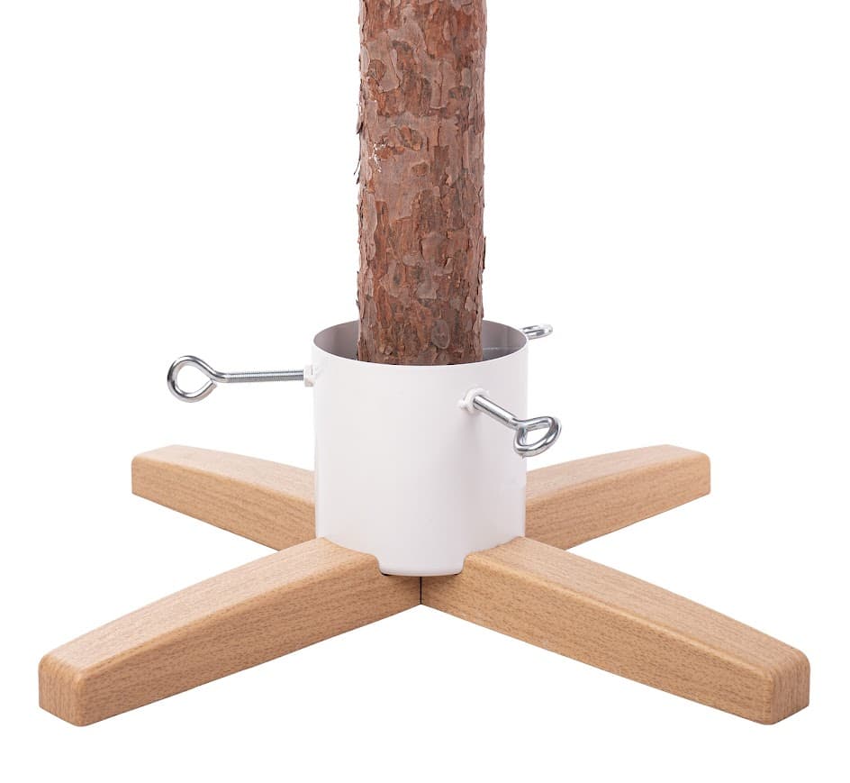 Stojak choinkowy — metal + drewno (4-ramienny)