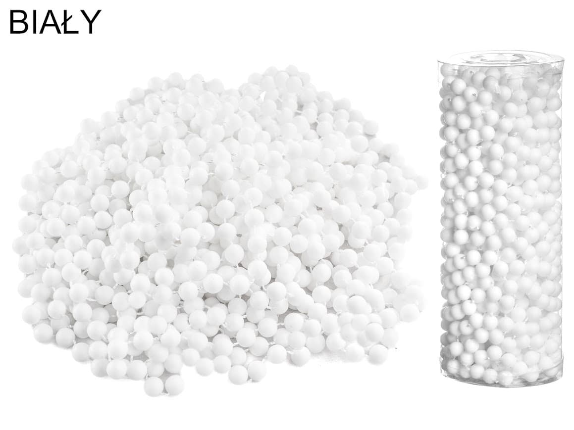 Korale choinkowe 10 m – Białe Perłowe