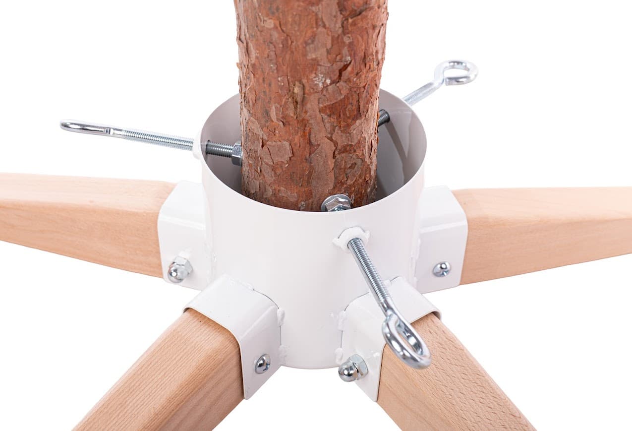 Stojak choinkowy — metal + drewno