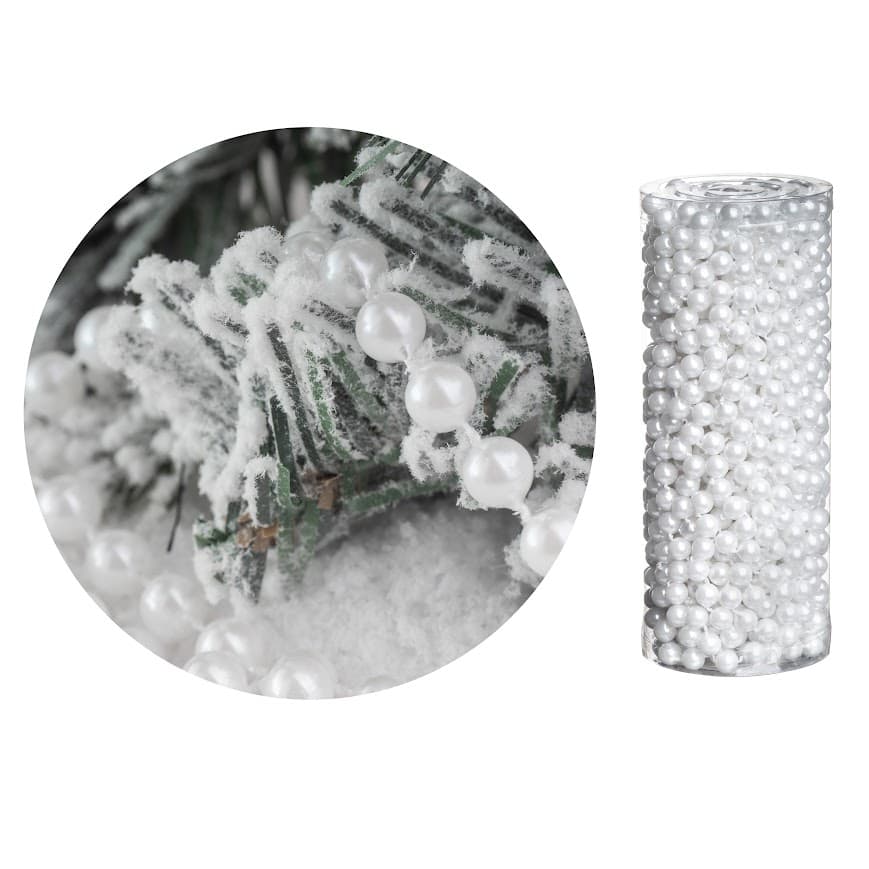 Korale choinkowe 10 m – Białe Perłowe