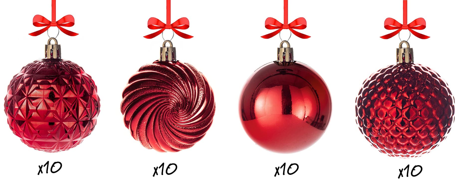 Zestaw Bombek Choinkowych 40 szt Nietłukące