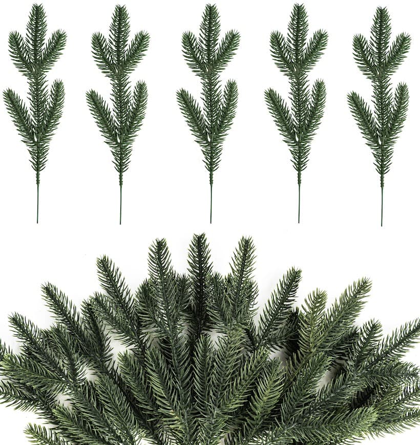 Zestaw 20 Gałązek Dekoracyjnych Choinkowych Premium – 4 Wzory