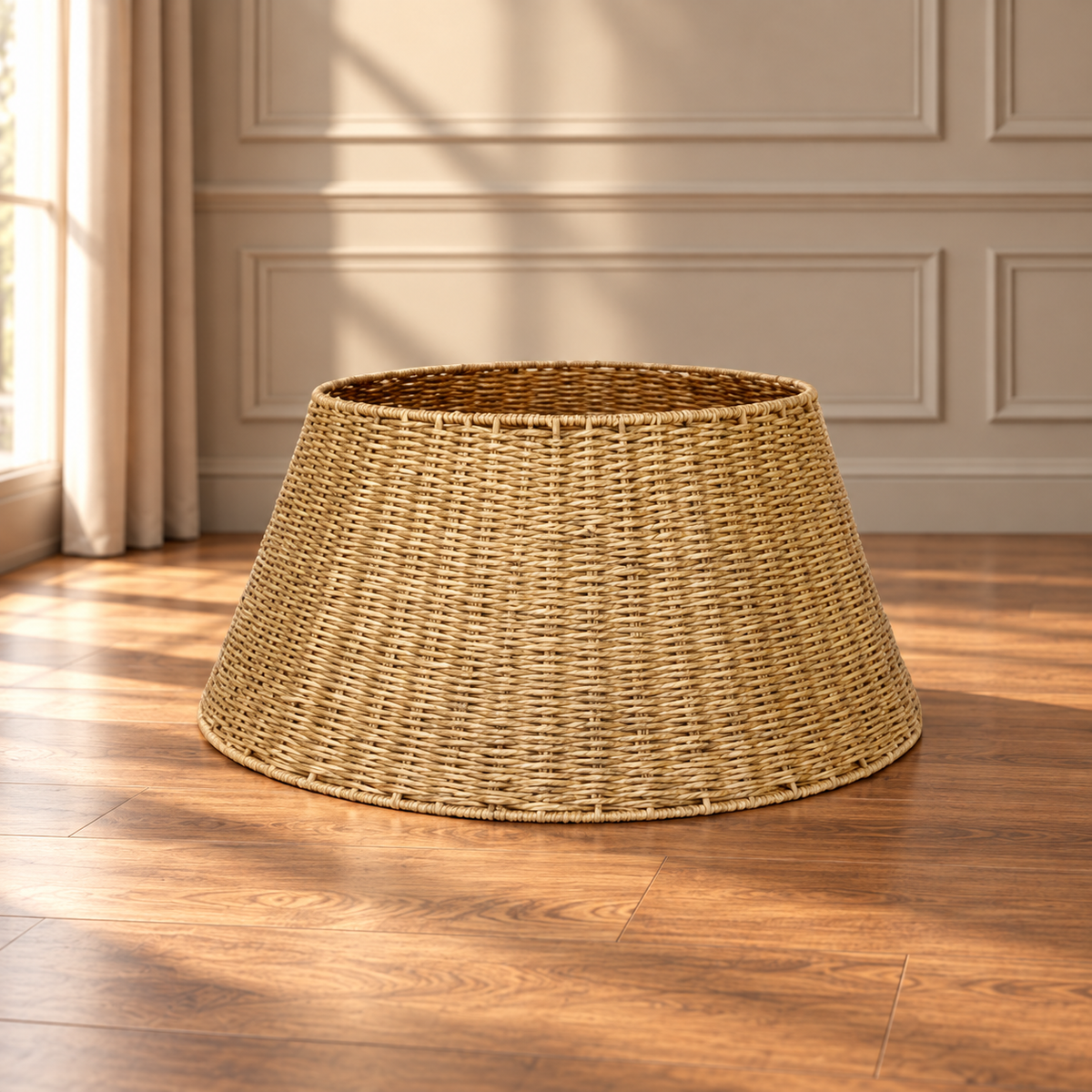 Osłonka choinkowa Boho pleciona — zdjęcie produktu w aranżacji